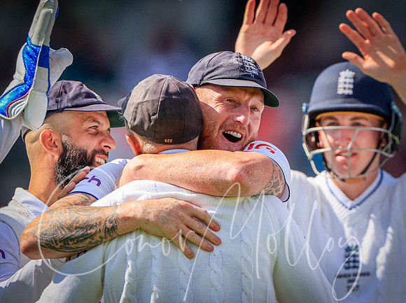 Ben Stokes celebrates a wicket.