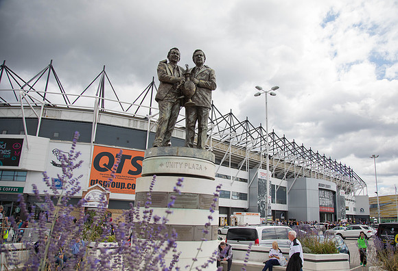 Clough & Taylor statues outside Pride Park