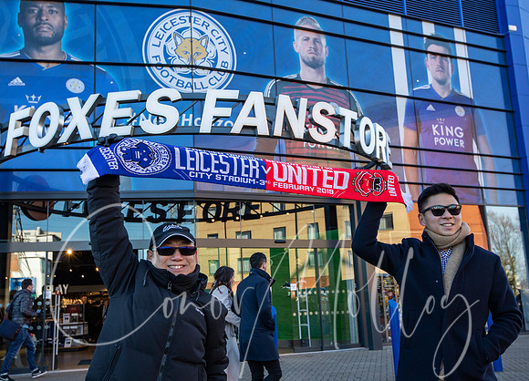 Fans outside the home of Leicester City