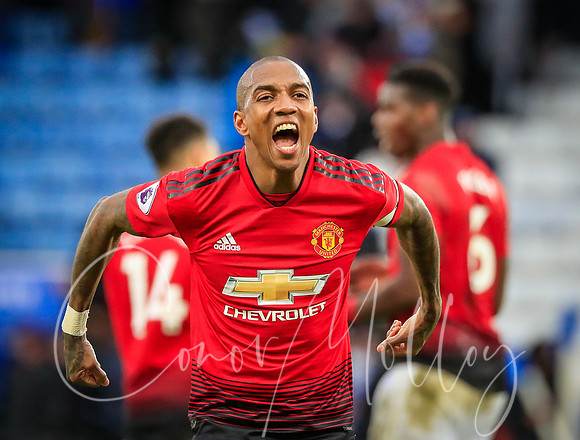 Ashley Young celebrates victory for Manchester United