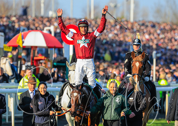 Davy Russell celebrates on Tiger Roll