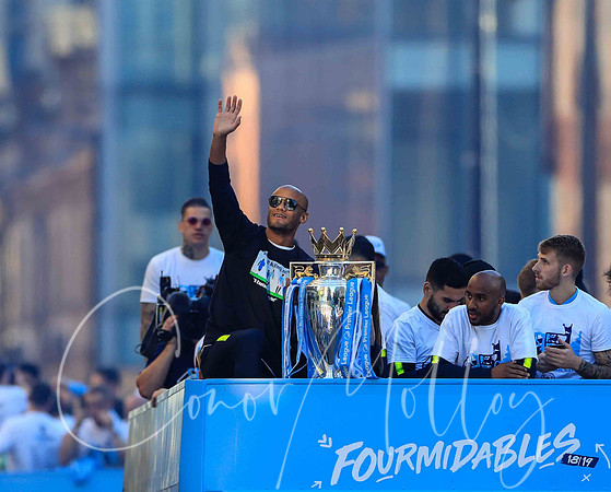 Vincent Kompany with the Premier League Trophy